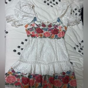 Love shack fancy Thressey embroidered dress size 2